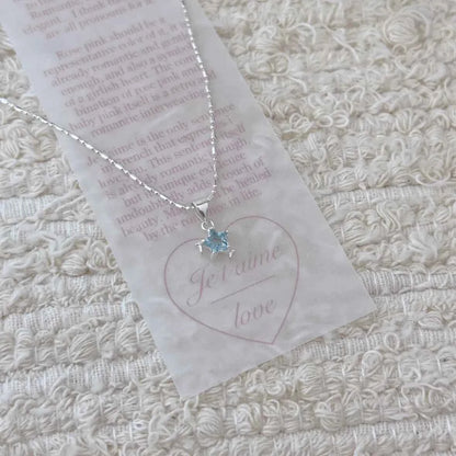 "Blue Starlight" 925 Sterling Silver Necklace with Blue Zircon - Dreamy and Elegant