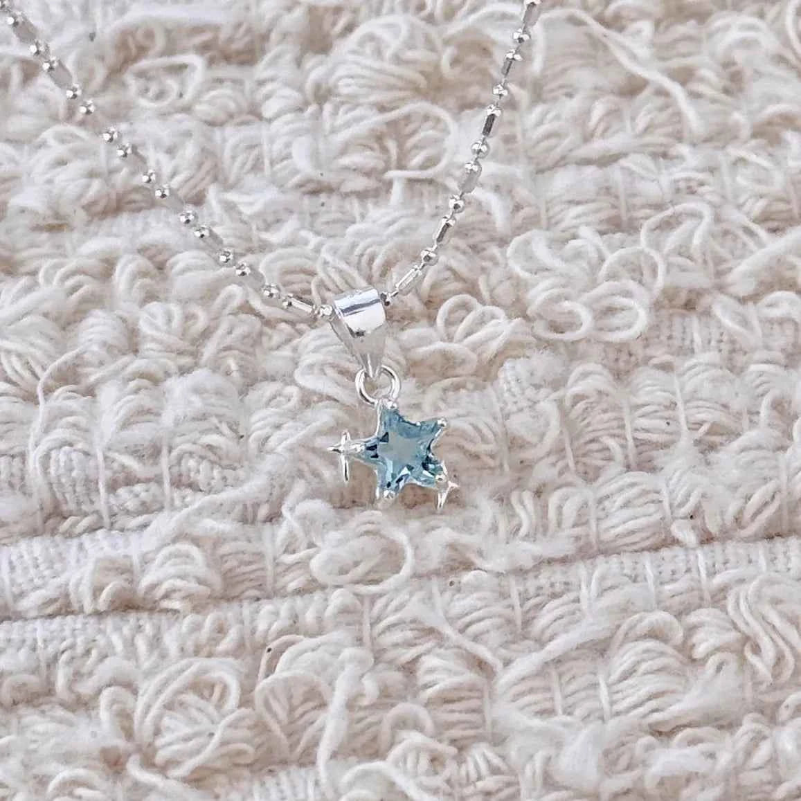 "Blue Starlight" 925 Sterling Silver Necklace with Blue Zircon - Dreamy and Elegant