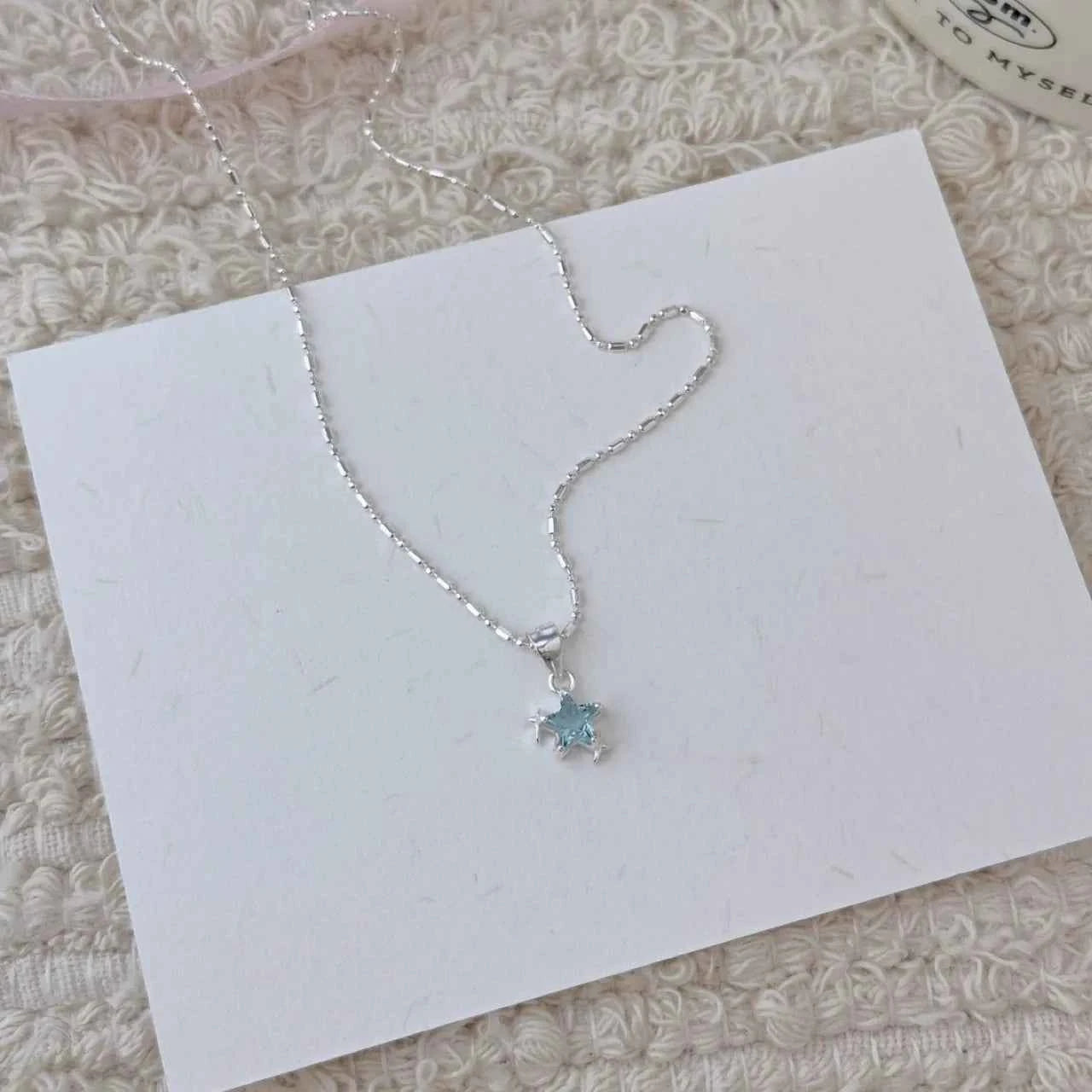 "Blue Starlight" 925 Sterling Silver Necklace with Blue Zircon - Dreamy and Elegant