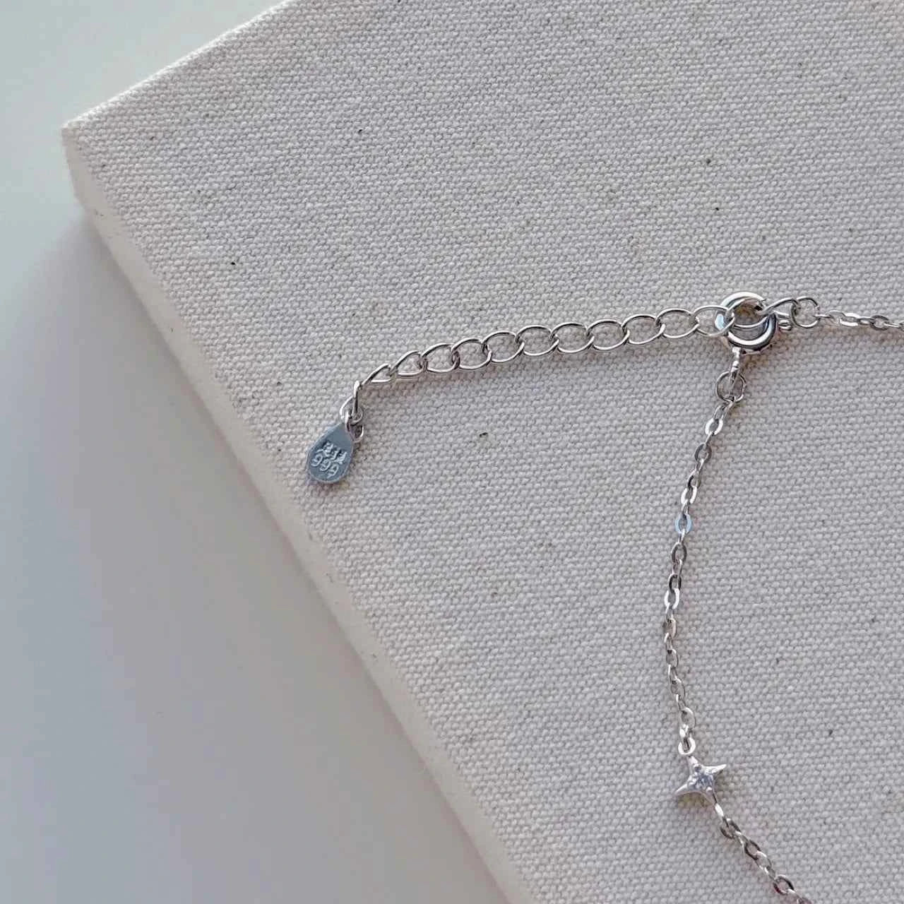 "Romantic Star River" 925 Sterling Silver Heart, Moon, and Star Necklace - Dreamy and Elegant