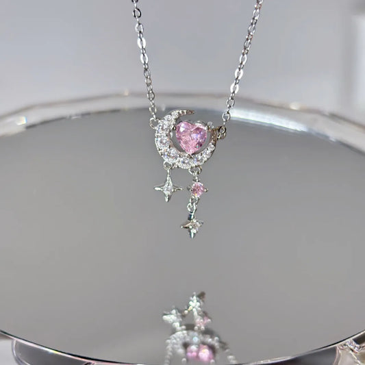 Romantic Star River 925 Sterling Silver Heart Moon and Star Necklace &#8211; Dreamy and Elegant 6