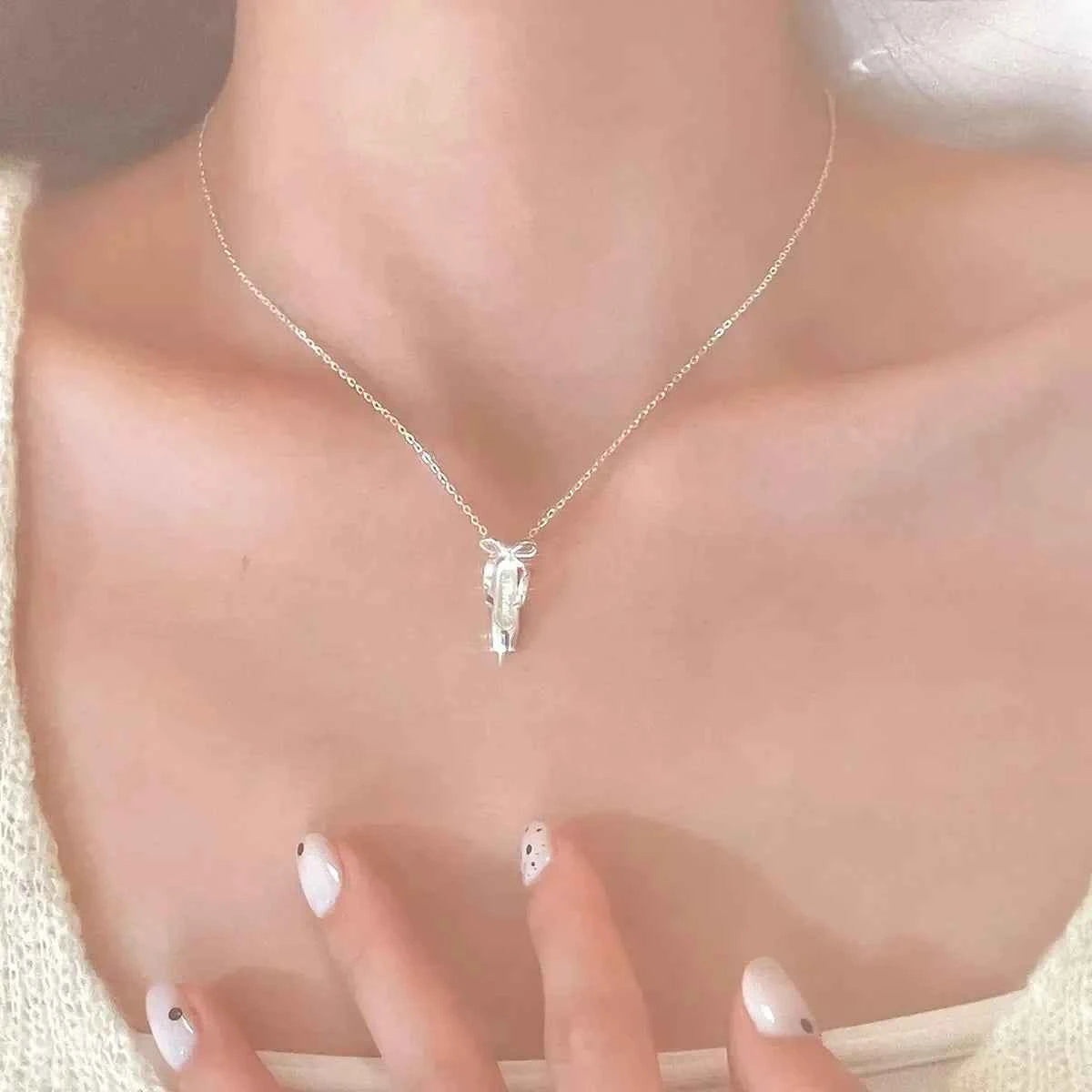 "Ballet Shoes" 925 Sterling Silver Necklace - Elegant and Graceful