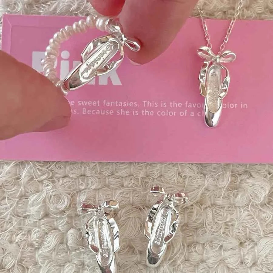 "Ballet Shoes" 925 Sterling Silver Necklace - Elegant and Graceful