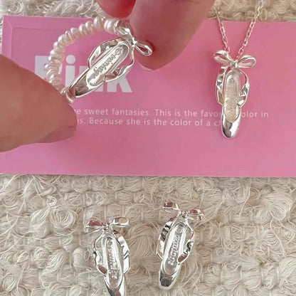 "Ballet Shoes" 925 Sterling Silver Necklace - Elegant and Graceful