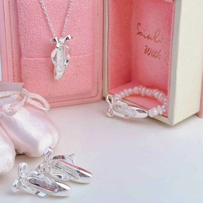 "Ballet Shoes" 925 Sterling Silver Necklace - Elegant and Graceful