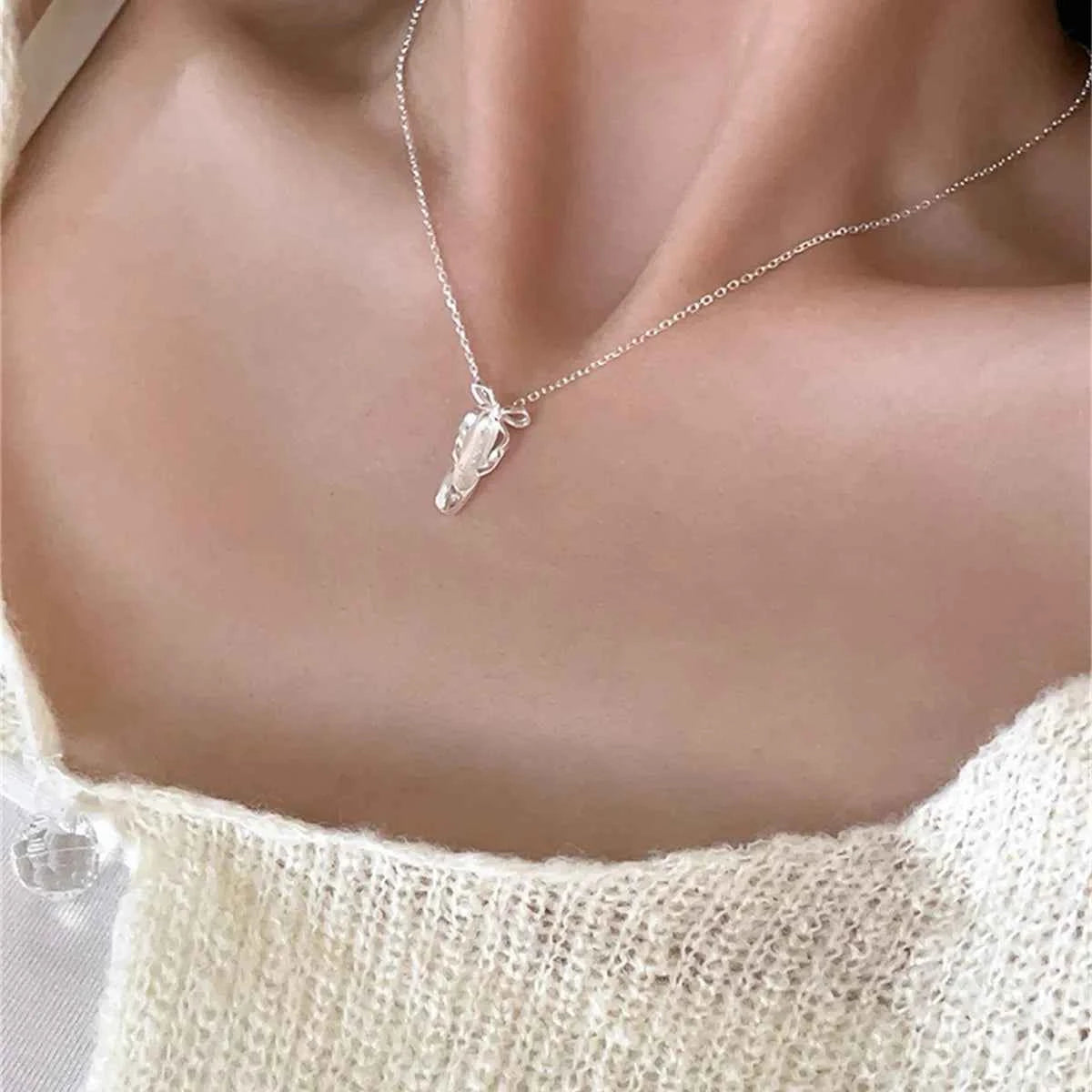 "Ballet Shoes" 925 Sterling Silver Necklace - Elegant and Graceful