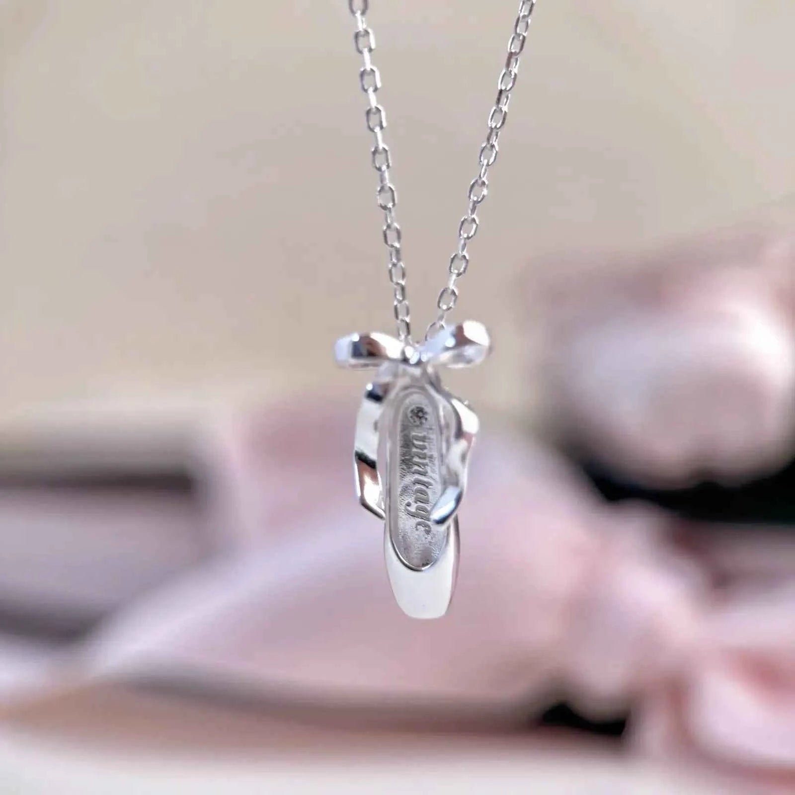 "Ballet Shoes" 925 Sterling Silver Necklace - Elegant and Graceful