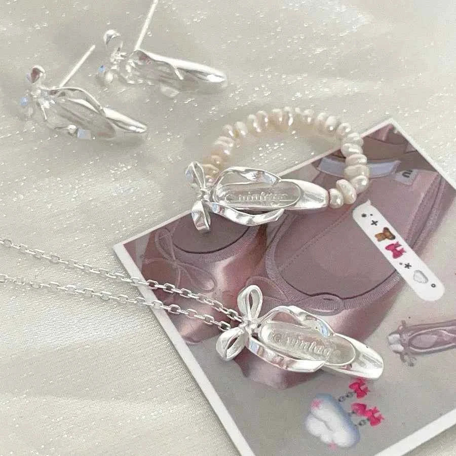 "Ballet Shoes" 925 Sterling Silver Necklace - Elegant and Graceful