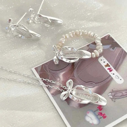 "Ballet Shoes" 925 Sterling Silver Necklace - Elegant and Graceful