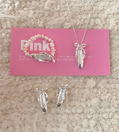 "Ballet Shoes" 925 Sterling Silver Necklace - Elegant and Graceful