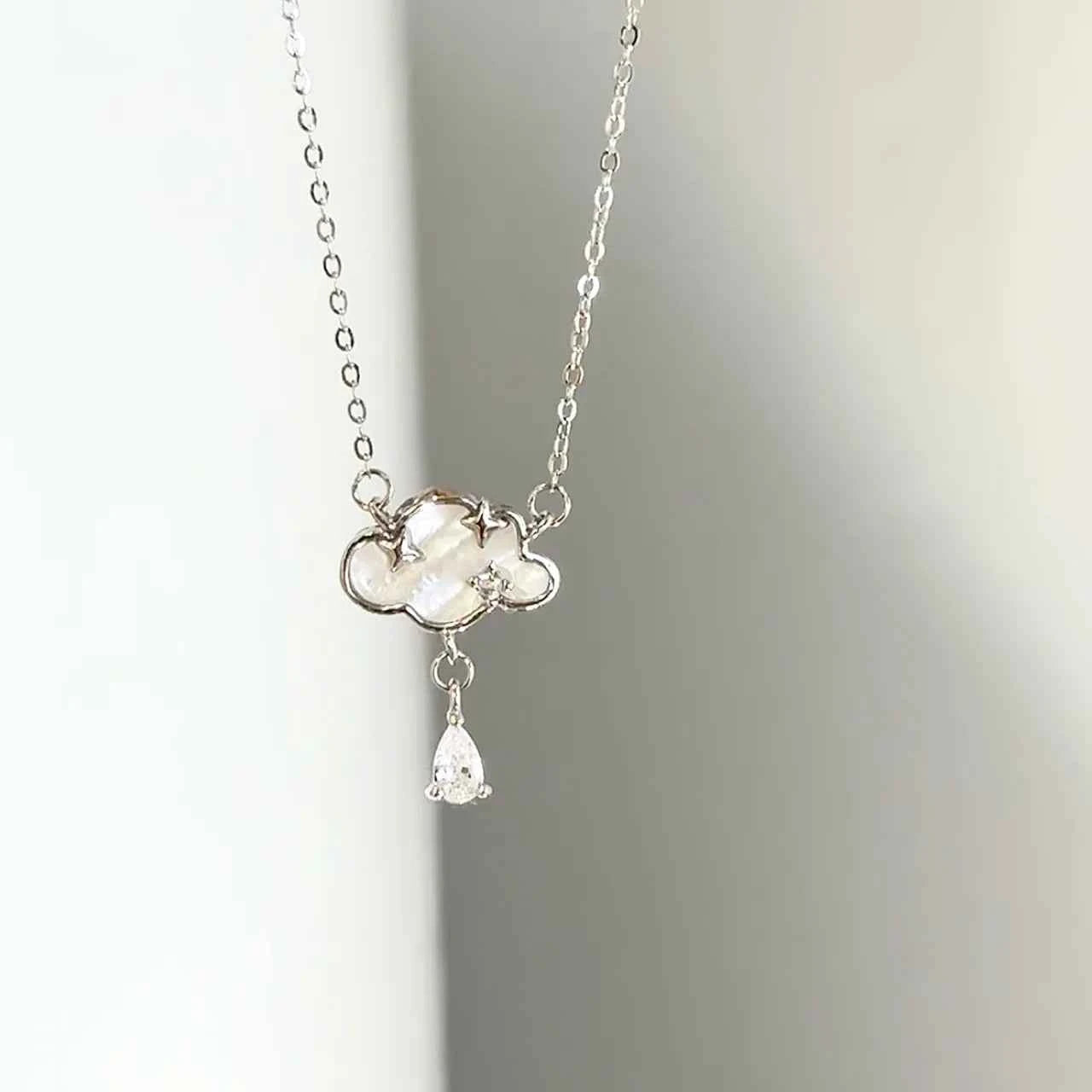 "Raindrop Cloud" 999 Sterling Silver Necklace - Delicate and Unique