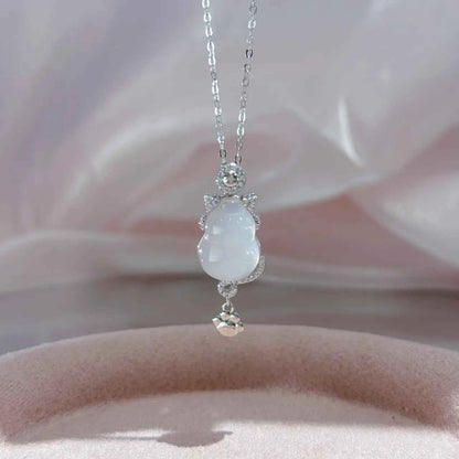 "Cat's Grace" 925 Sterling Silver Jade Necklace - Elegant and Unique