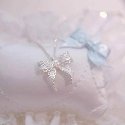 "French Bow" 925 Sterling Silver Necklace - Elegant and Chic