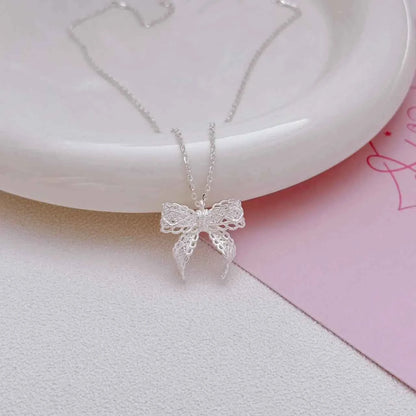 "French Bow" 925 Sterling Silver Necklace - Elegant and Chic