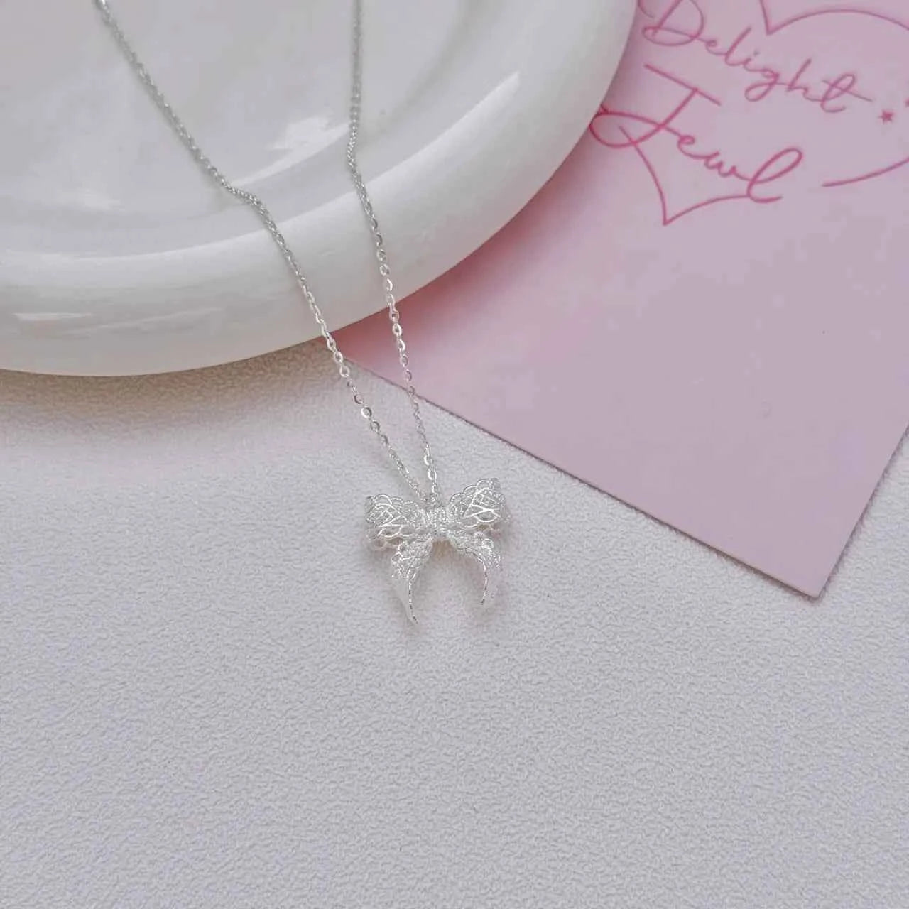 "French Bow" 925 Sterling Silver Necklace - Elegant and Chic