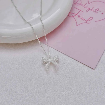 "French Bow" 925 Sterling Silver Necklace - Elegant and Chic