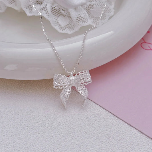 French Bow 925 Sterling Silver Necklace &#8211; Elegant and Chi 1