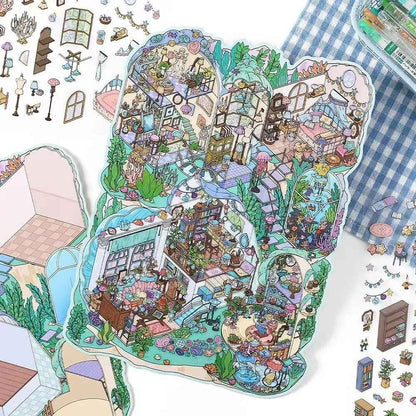 Plus My Cottage 5.0 – 3D Miniature Sticker Scenes - 2 Theme Sets: Forest Cottage | Underwater Town