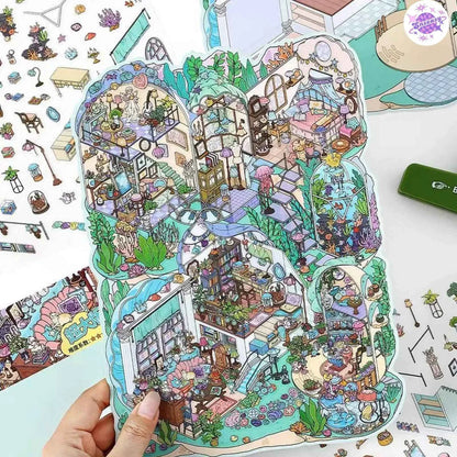 Plus My Cottage 5.0 – 3D Miniature Sticker Scenes - 2 Theme Sets: Forest Cottage | Underwater Town