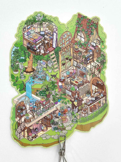 Plus My Cottage 5.0 – 3D Miniature Sticker Scenes - 2 Theme Sets: Forest Cottage | Underwater Town