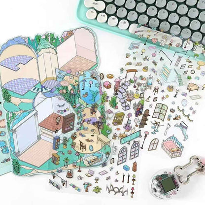 Plus My Cottage 5.0 – 3D Miniature Sticker Scenes - 2 Theme Sets: Forest Cottage | Underwater Town