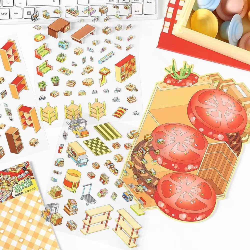 Plus Business of the Day 14.0 – 3D Miniature Sticker Scenes - 4 Theme Sets: Sweet Clinic | Ghost Hotel | Dance Hall | Tomato Express