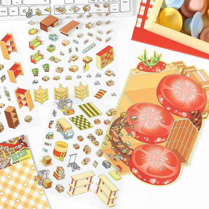 Plus Business of the Day 14.0 – 3D Miniature Sticker Scenes - 4 Theme Sets: Sweet Clinic | Ghost Hotel | Dance Hall | Tomato Express