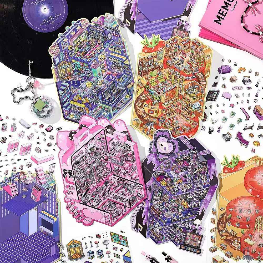 Plus Business of the Day 14.0 – 3D Miniature Sticker Scenes - 4 Theme Sets: Sweet Clinic | Ghost Hotel | Dance Hall | Tomato Express
