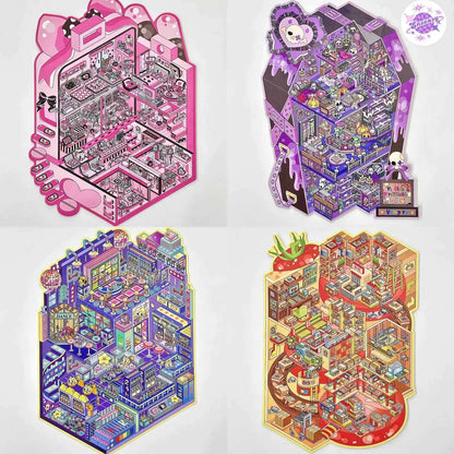 Plus Business of the Day 14.0 – 3D Miniature Sticker Scenes - 4 Theme Sets: Sweet Clinic | Ghost Hotel | Dance Hall | Tomato Express