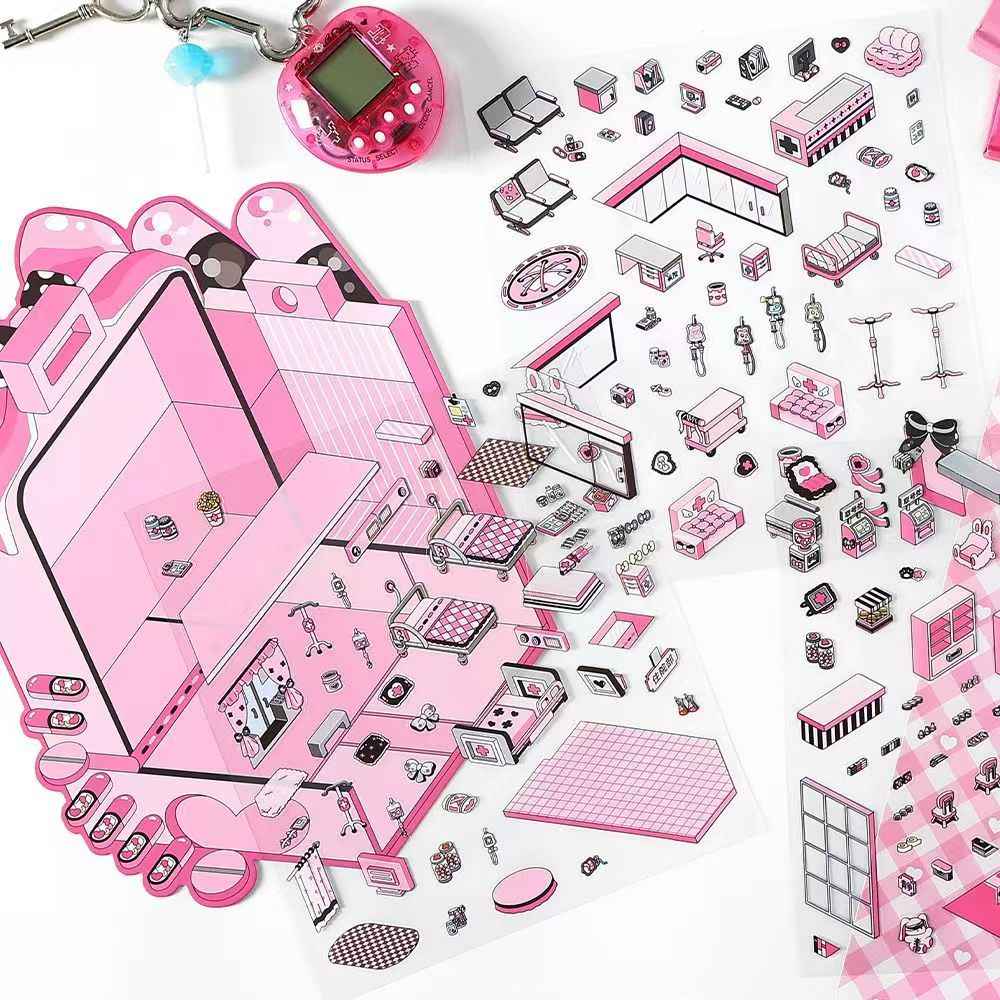 Plus Business of the Day 14.0 – 3D Miniature Sticker Scenes - 4 Theme Sets: Sweet Clinic | Ghost Hotel | Dance Hall | Tomato Express