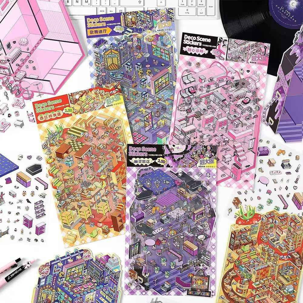 Plus Business of the Day 14.0 – 3D Miniature Sticker Scenes - 4 Theme Sets: Sweet Clinic | Ghost Hotel | Dance Hall | Tomato Express