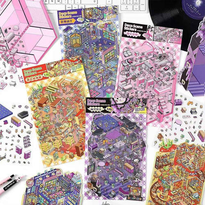 Plus Business of the Day 14.0 – 3D Miniature Sticker Scenes - 4 Theme Sets: Sweet Clinic | Ghost Hotel | Dance Hall | Tomato Express
