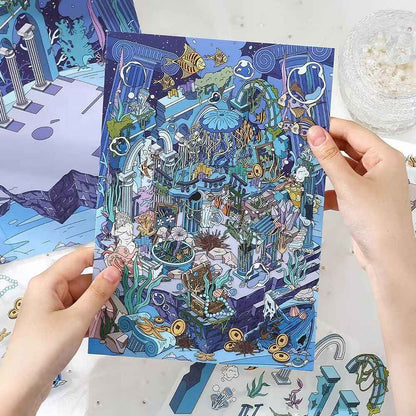 Plus Business of the Day 13.0 – 3D Miniature Sticker Scenes - 2 Theme Sets: Deep Sea Ruins | Abandoned Amusement Park