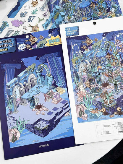 Plus Business of the Day 13.0 – 3D Miniature Sticker Scenes - 2 Theme Sets: Deep Sea Ruins | Abandoned Amusement Park