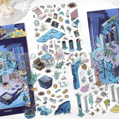 Plus Business of the Day 13.0 – 3D Miniature Sticker Scenes - 2 Theme Sets: Deep Sea Ruins | Abandoned Amusement Park
