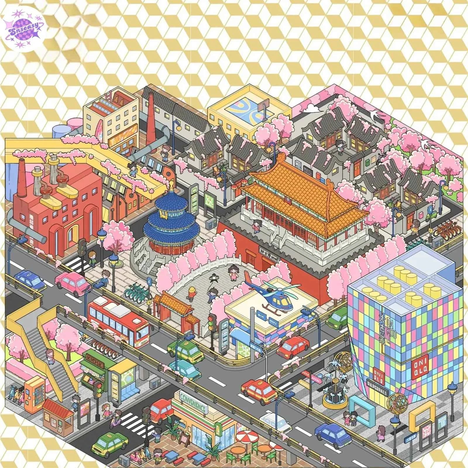 Plus Big World Series – 3D Miniature Sticker Scenes - 2 Theme Sets: New York | Beijing