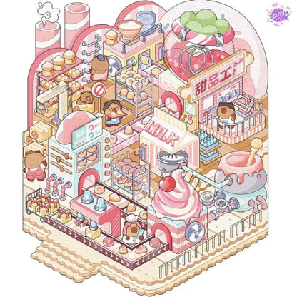 Capybara Factory Series – 3D Miniature Sticker Scenes - 4 Theme Sets: Doll Factory | Dessert Factory | Robot Factory | Egg Factory