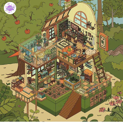 house plus plant Plus Plant Research Institute 51.0 – 3D Miniature Sticker Scenes - 2 Theme Sets: Plant Research Institute | Starry Fantasy House