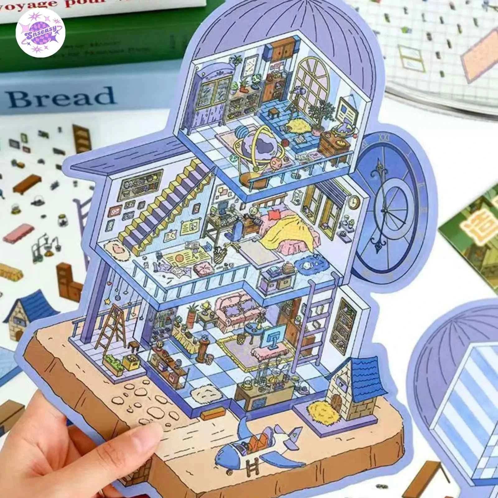 Plus Plant Research Institute 51.0 – 3D Miniature Sticker Scenes - 2 Theme Sets: Plant Research Institute | Starry Fantasy House