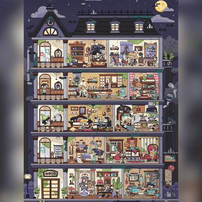Super Hotel – 3D Miniature Scene Stickers Plus Size – 2 Theme Sets: Cozy Winter Inn | Monster Apartment