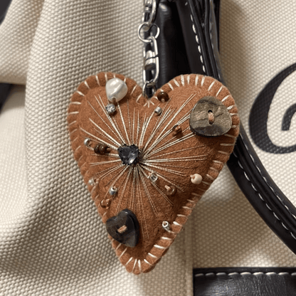 Handmade Upgraded Brown Felt Heart Charm | Refined Finish, Made to Order