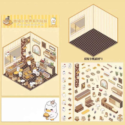 Miniature World 3D Scene Stickers - 4 Theme Sets: Izakaya | Convenience Store | Fresh Fruit | Bakery Shop - SNSEASY