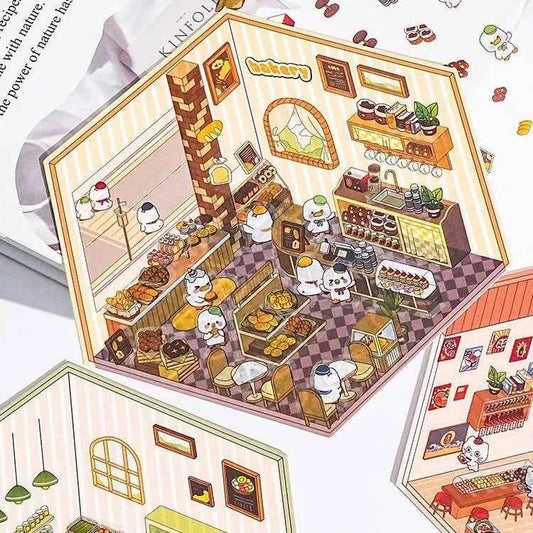 Miniature World 3D Scene Stickers - 4 Theme Sets: Izakaya | Convenience Store | Fresh Fruit | Bakery Shop - SNSEASY