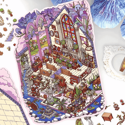 Adventure Corner – 3D Sticker Scenes - 4 Theme Sets: Cathedral | Art Studio | Ship | Tavern