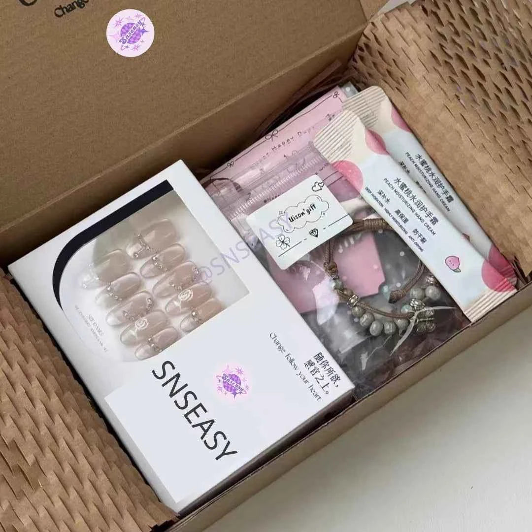 Handmade Wearable Aurora Pearl Glossy Luxury Nails in Short Square & Almond Styles - SNSEASY