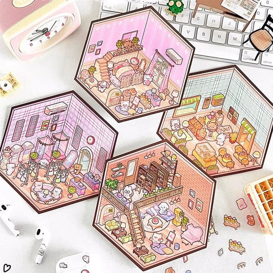 Variety of Korean Style Puppy 3D Room Stickers displaying different themes