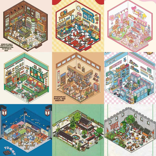 Migi's Happy Summer 3D Room Stickers - 9 Theme Sets: Work Time | Bookstore | Crane Game | Night Market | Izakaya | Tea Restaurant | Sweet Shop | Burger Shop | Hot Pot Restaurant - SNSEASY