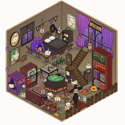 Gothic Magic House 3D Scene Sticker 4 Theme Sets: Ghost Magic House | Skeleton Guardian Lover | Skeleton Family Castle | Wizard’s Study