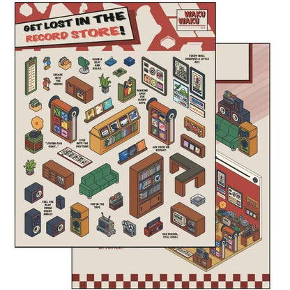 Simulation Business 3D Isometric Room Stickers - 3 Theme Sets: Arcade | Parcel Hub | Record Store - SNSEASY