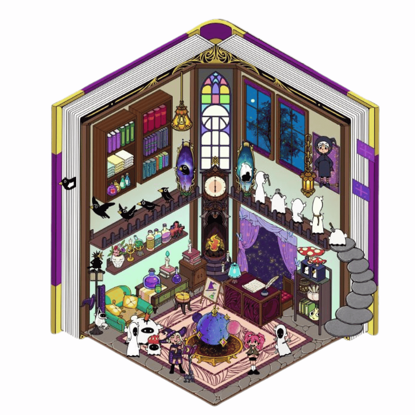Gothic Magic House 3D Scene Sticker 4 Theme Sets: Ghost Magic House | Skeleton Guardian Lover | Skeleton Family Castle | Wizard’s Study